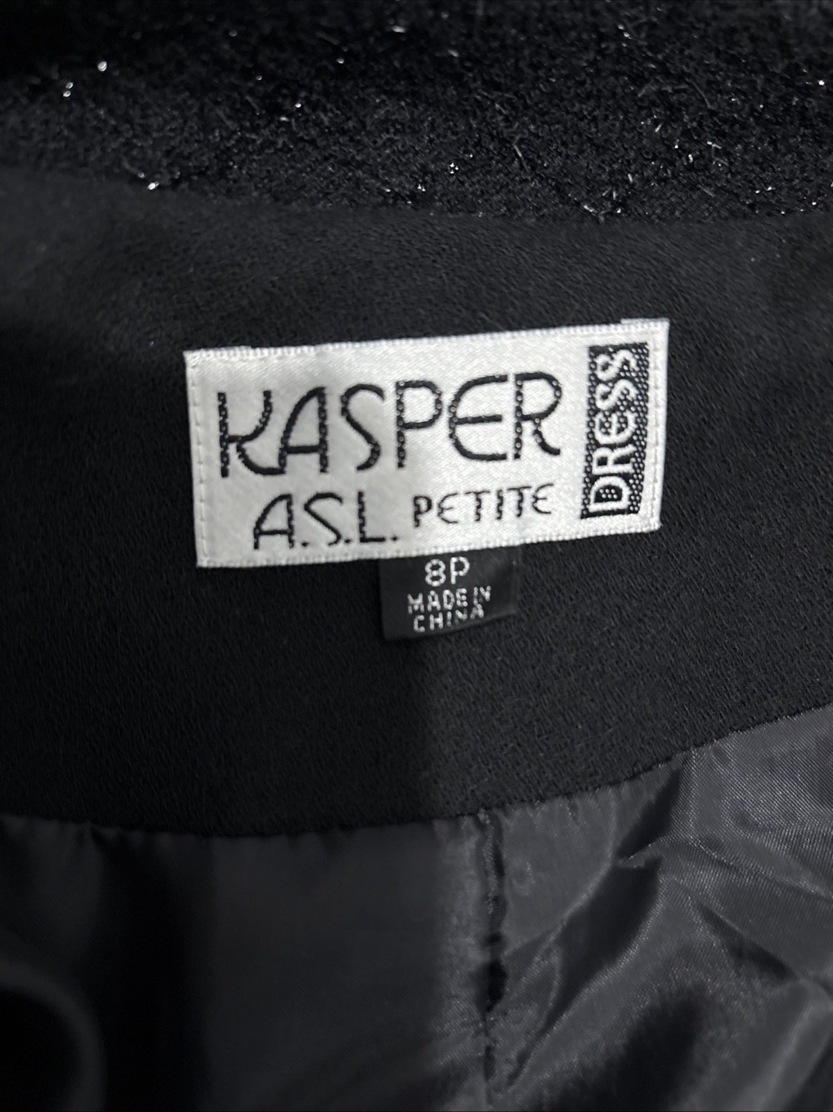 Vintage Kasper for A.S.L Chic Black Dress Buttons Down The Front Pockets Sz 8P
