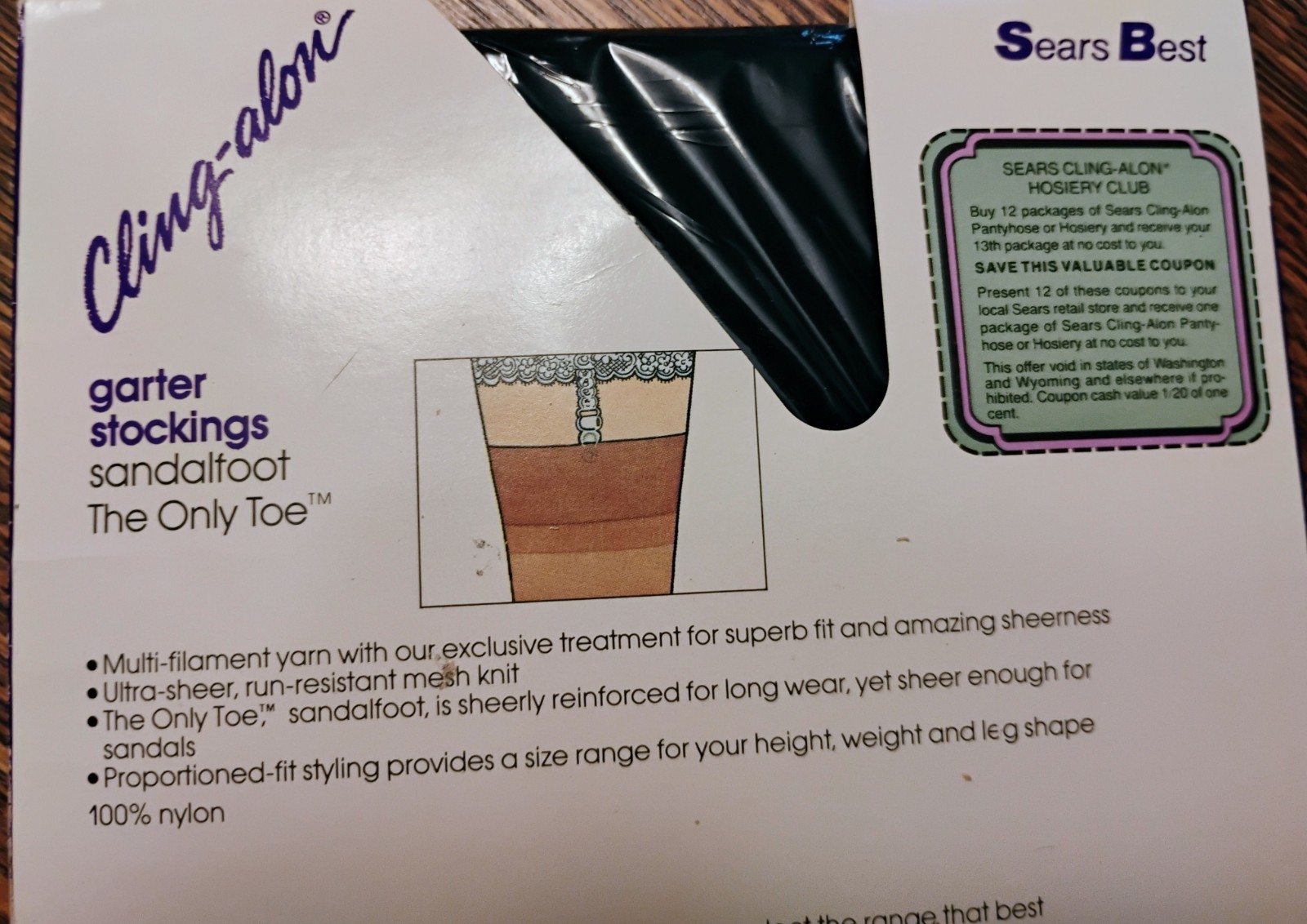 VTG NEW 70’s Sears Cling-alon Garter Nylon Stockings (4) Pair of Black 8 1/2-11