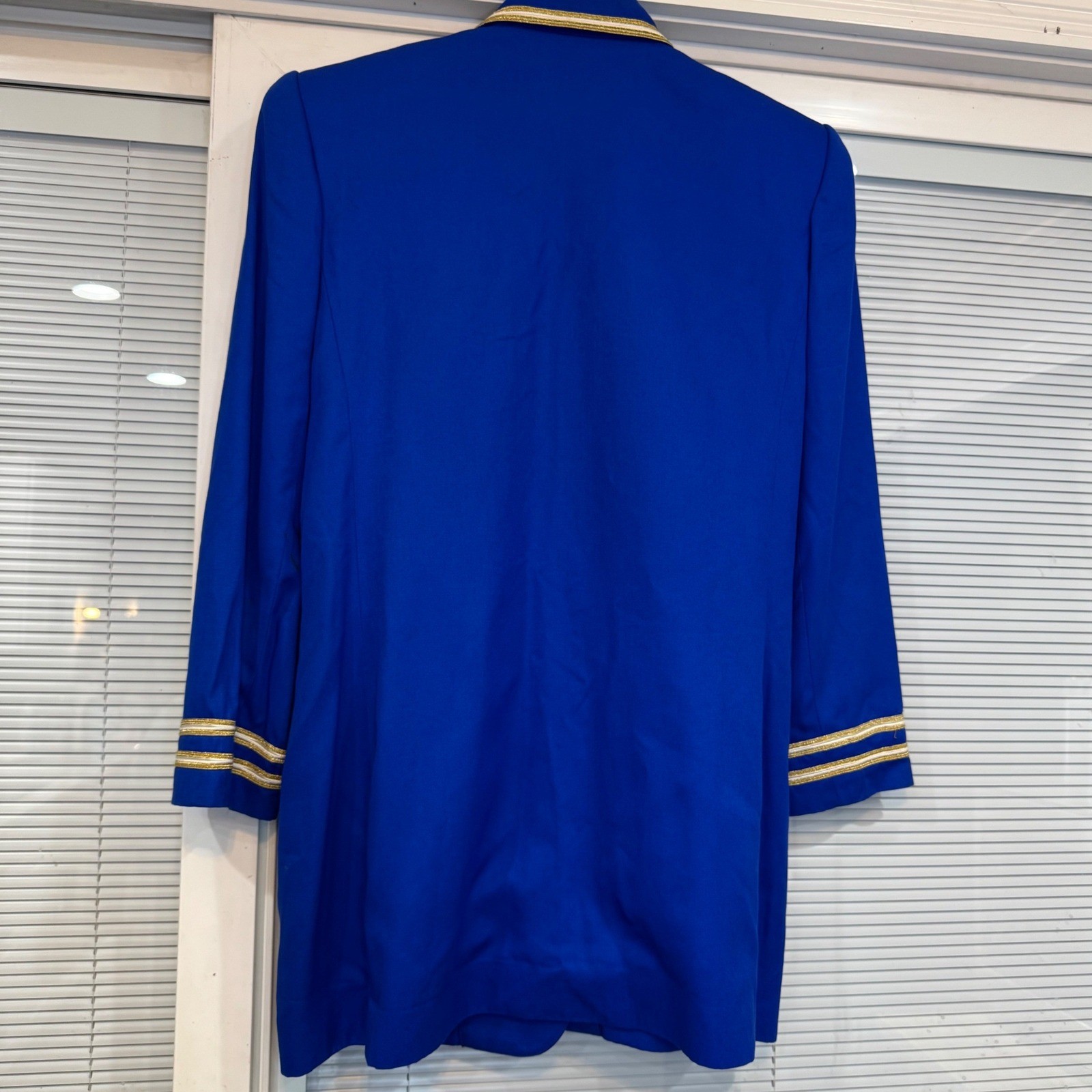 Vintage Criscione New York Royal Blue Nautical Crest Blazer Petite Rayon USA Y2K