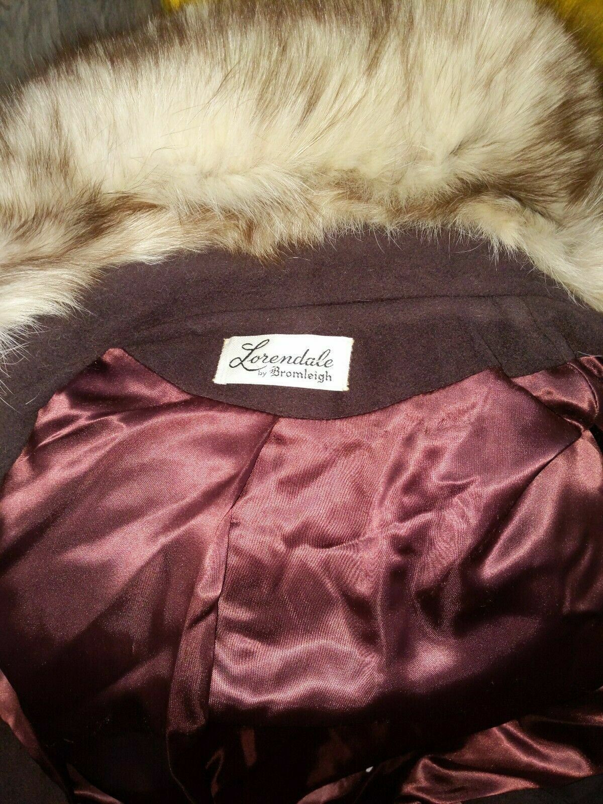 Vintage 1960’s Plum with Fox Fur Collar Winter Coat Soft Cashmere