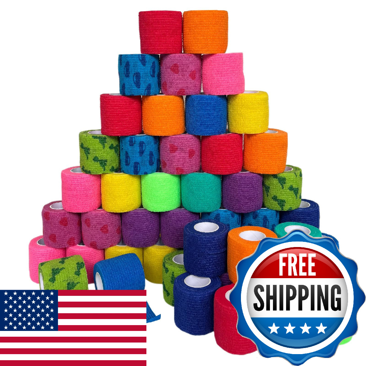48 Rolls Self Adhesive Bandage Wrap Vet Wrap 2 Inch for Horses Dogs Wounds Care