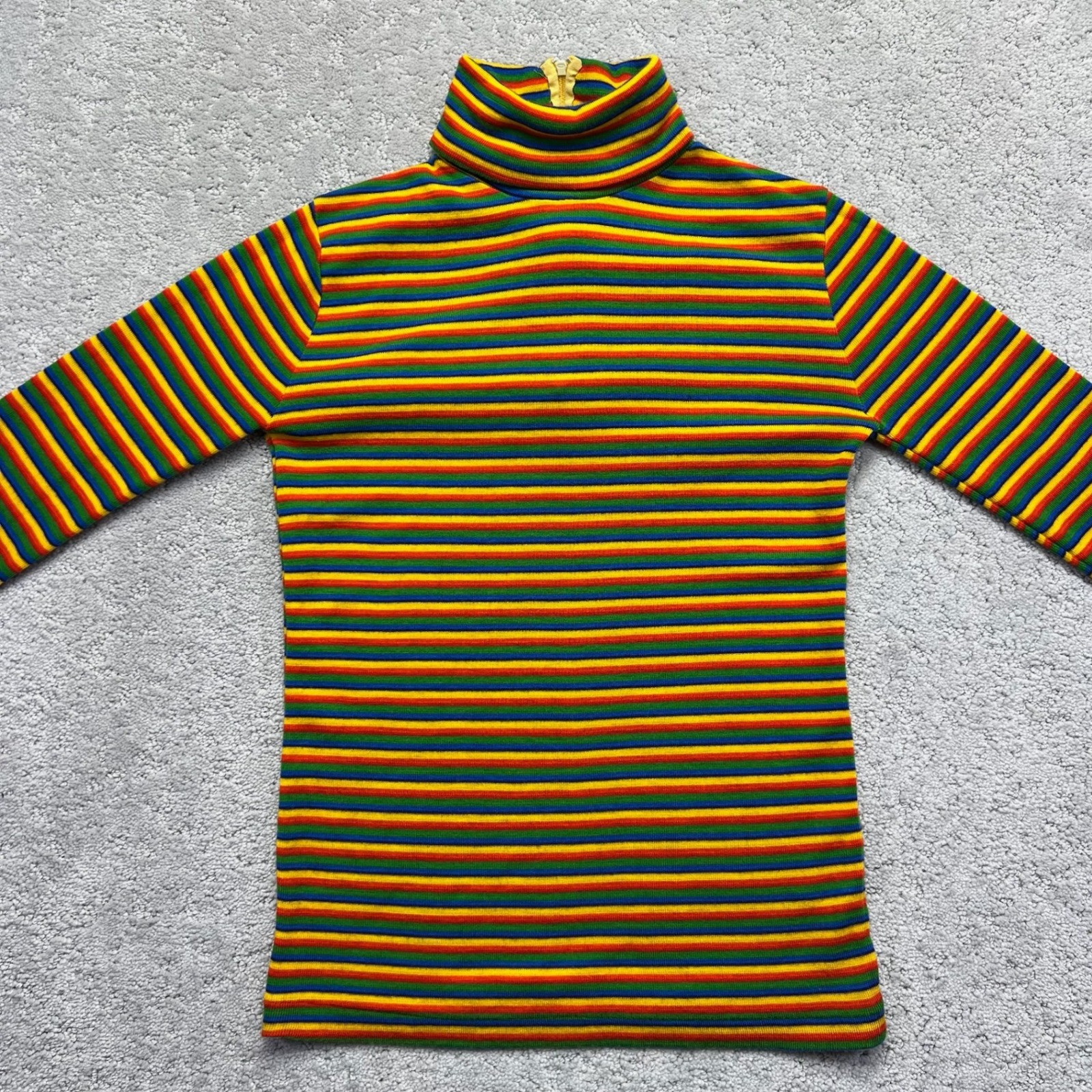 VINTAGE Rainbow Striped Mock Neck Quarter Zip Knit Top Women S? Multi Longsleeve