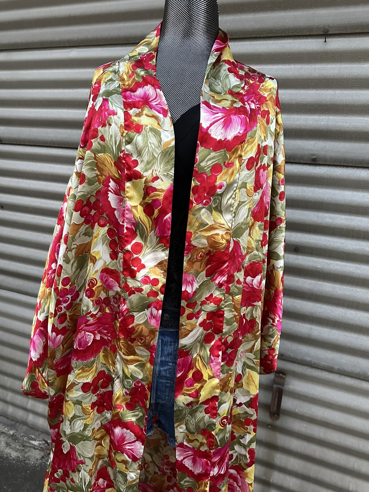 Vintage JESSICA LYNN Peignoir floral kimono sleeve sz unknown
