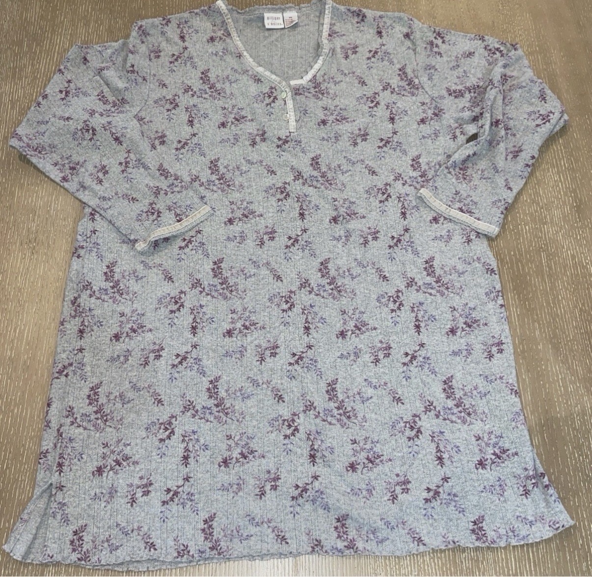 Vintage Cotton Nightgown XXL Gillian & O’Malley Gray Purple Floral Sleeveless 2X
