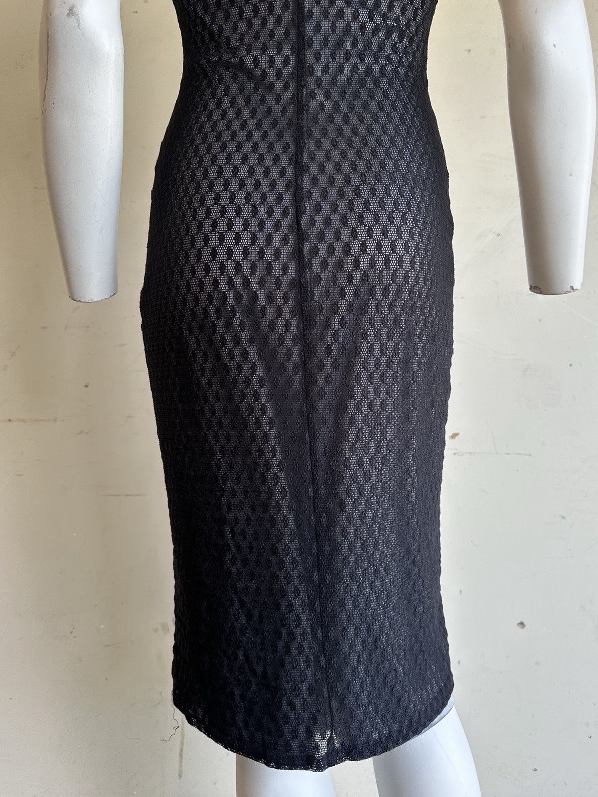 Vintage 90s Y2K Bebe Moda Mesh Black And Silver Dress Minimalistic Goth Grunge