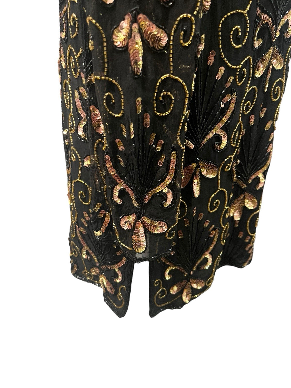 Stenay Vintage 80s Beaded Sequined Blouse 100% Silk Chiffon Sleeves S Party