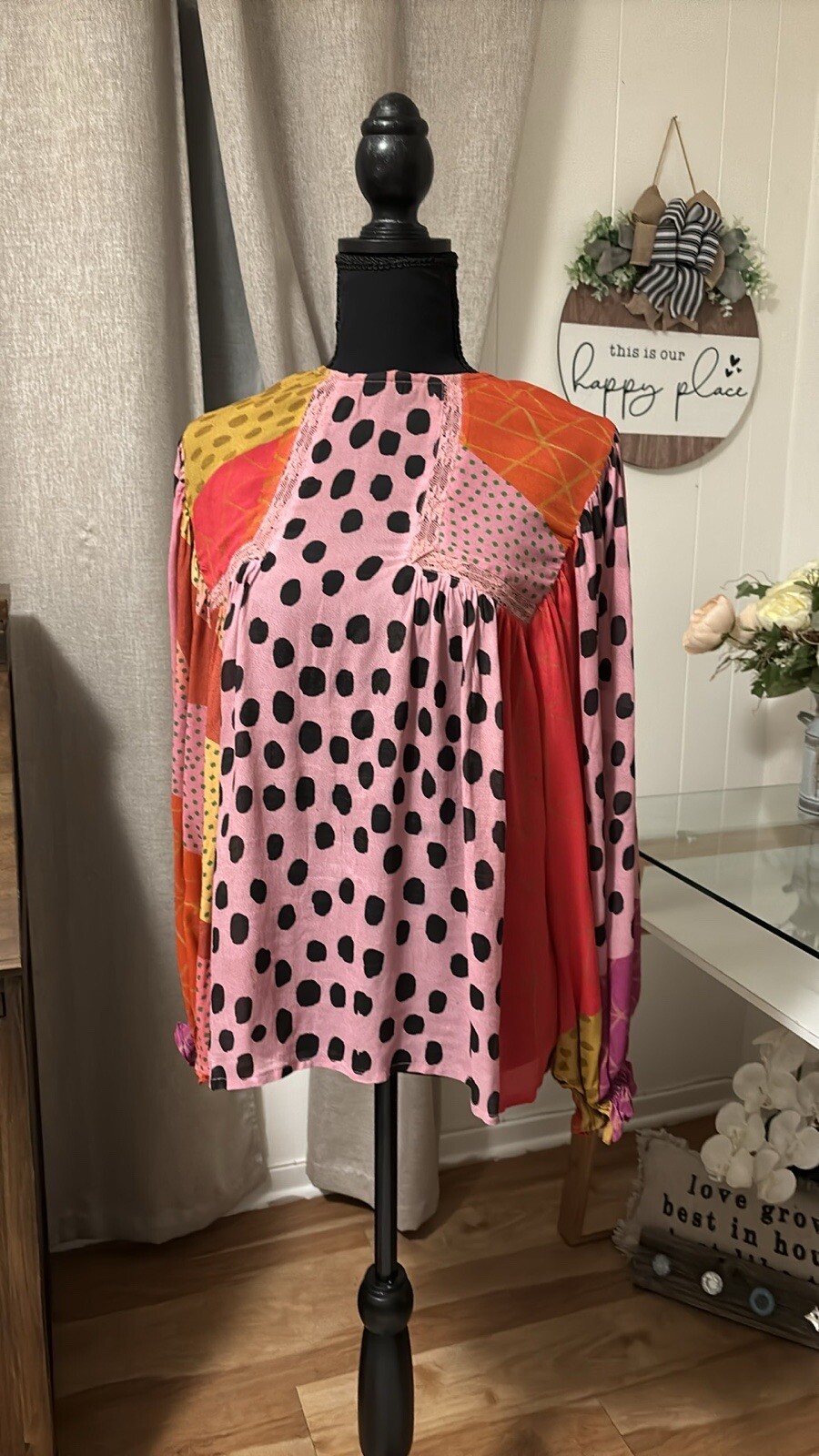 Woman’s Multicolor Balloon Long Sleeve Blouse