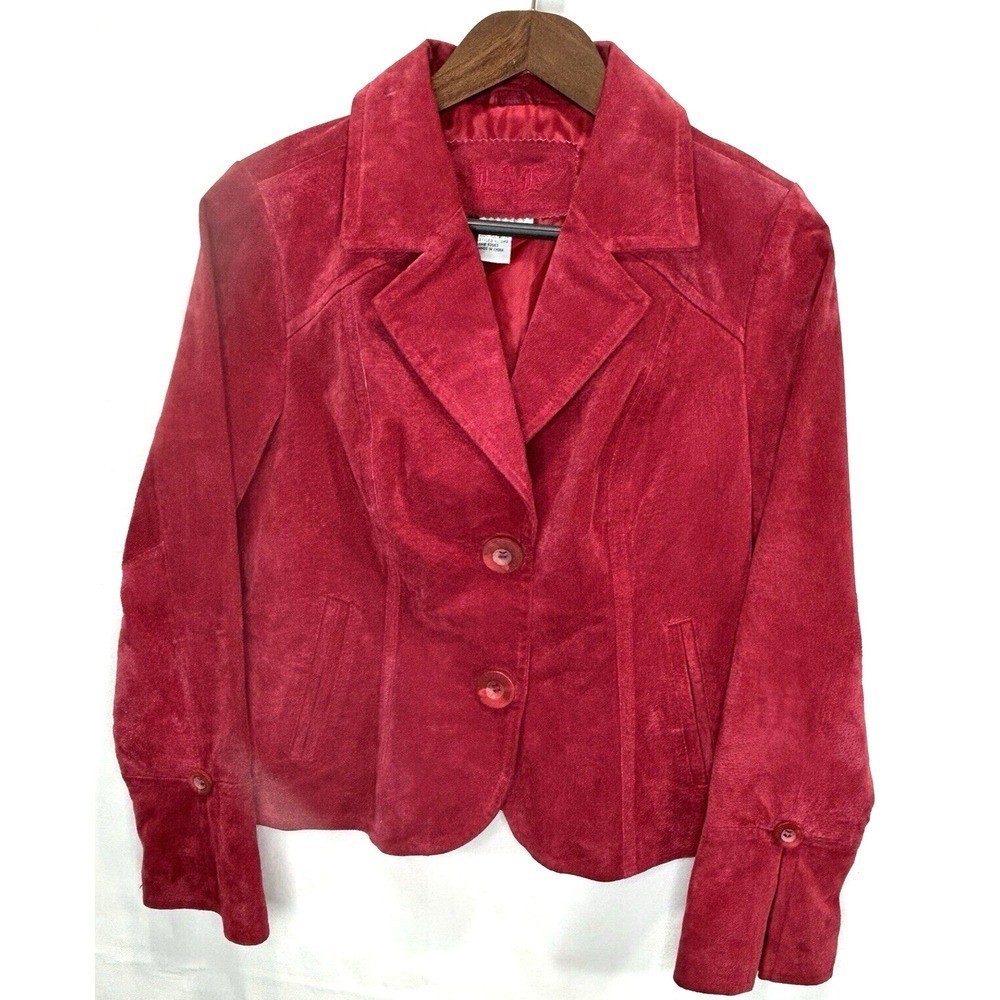 Live A Little Vintage Women’s Moto Biker Jacket Red 100% Leather Size Small