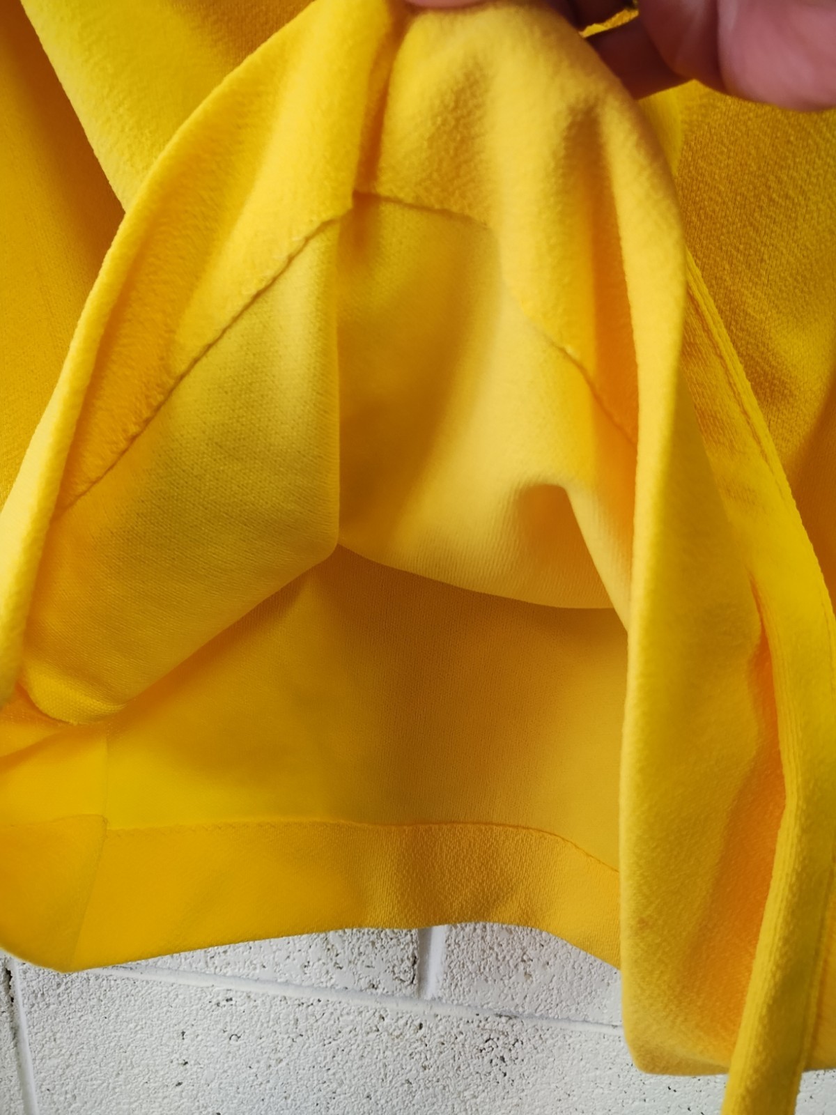 Vintage 1970’s Yellow Polyester Dress Brass Nautical Buttons Belt Pockets SM/M