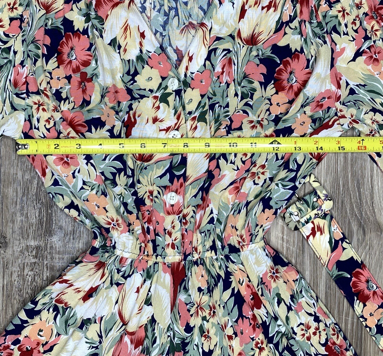 1980s Carol Anderson A-Line Shirt Dress Belted Floral Spring Casual Rayon 5/6