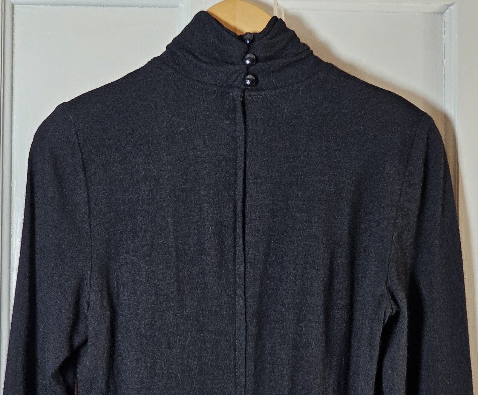 Vtg 80’s The Kollection Petites Dress Women Sz 12P Black Wool L/S Tiered Ruffles
