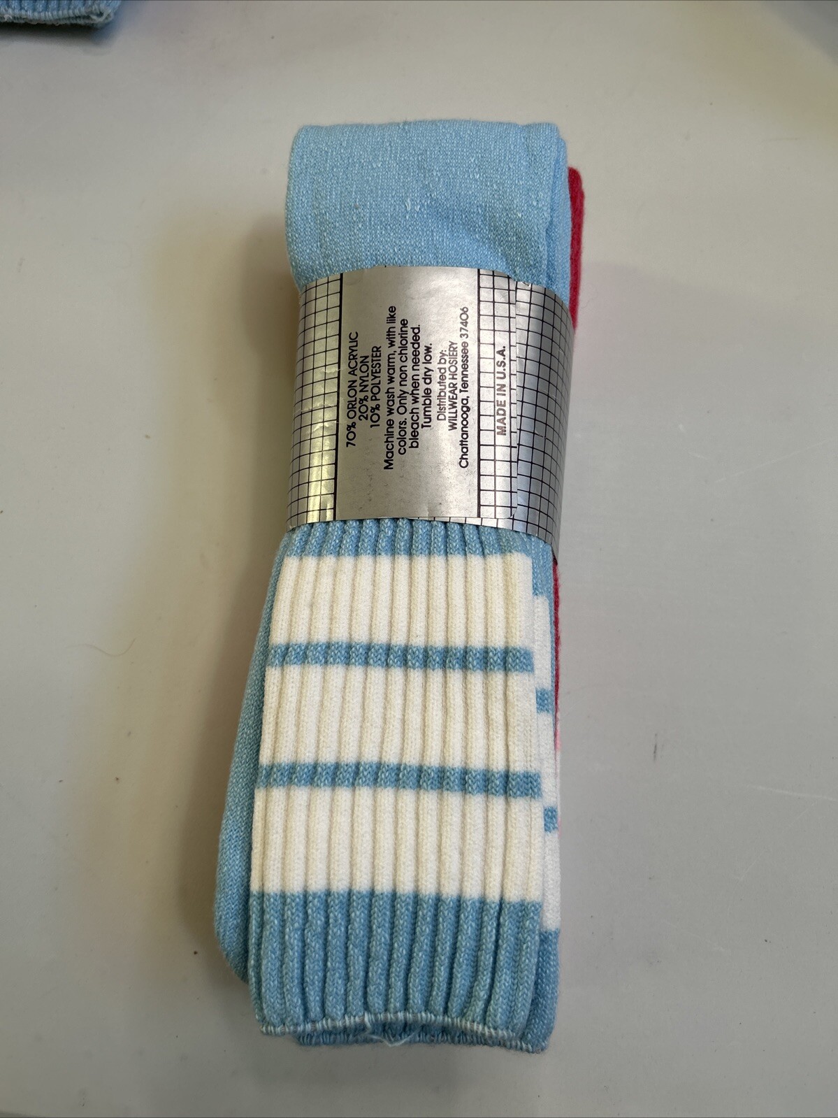 3 Pack! VTG Crew Sport Socks Multi- Color Acrylic Nylon 80’s 9-11 USA Made