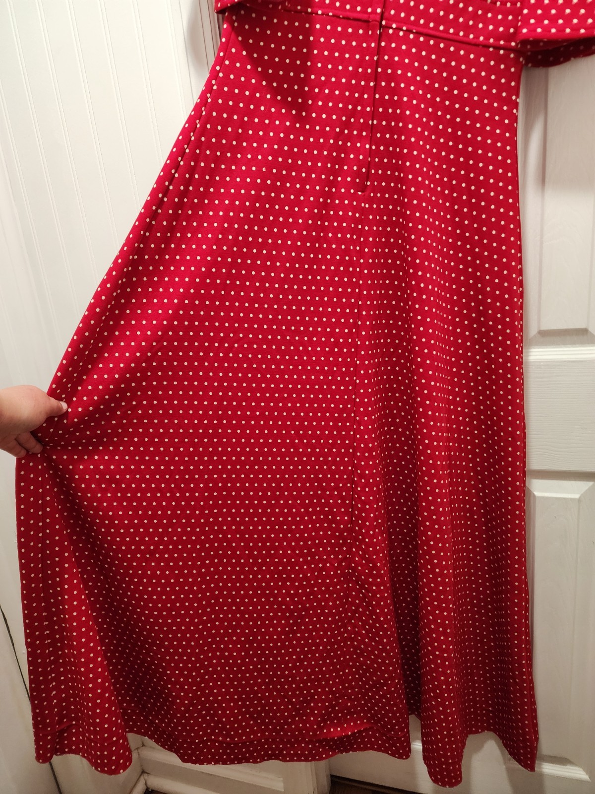 Vtg 60 70s Vicky Vaughn Red Polka Dot Fit Flare Flutter Sleeve Maxi Dress Sz Med