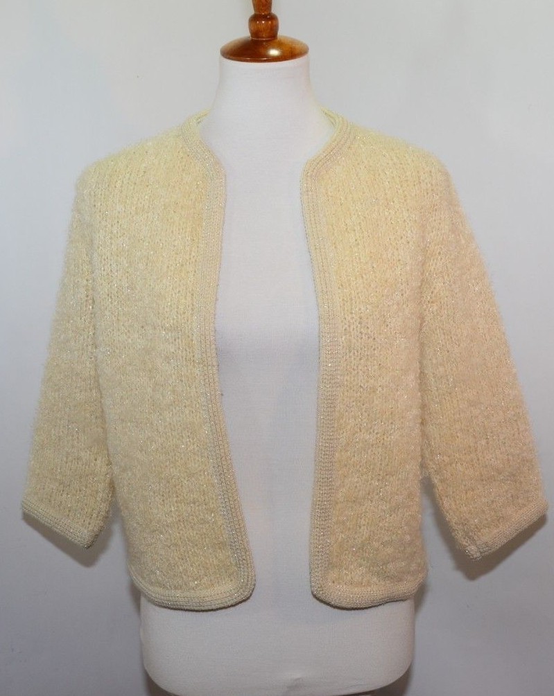 VTG Milrank Sweater Cover Up Mother of the Bride Glittery Sparkle Womens L USA