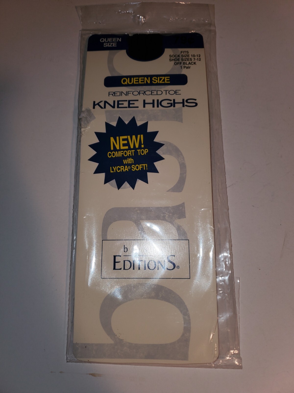 BASIC EDITIONS WOMENS VINTAGE QUEEN SIZE KNEE HIGHS OFF BLACK