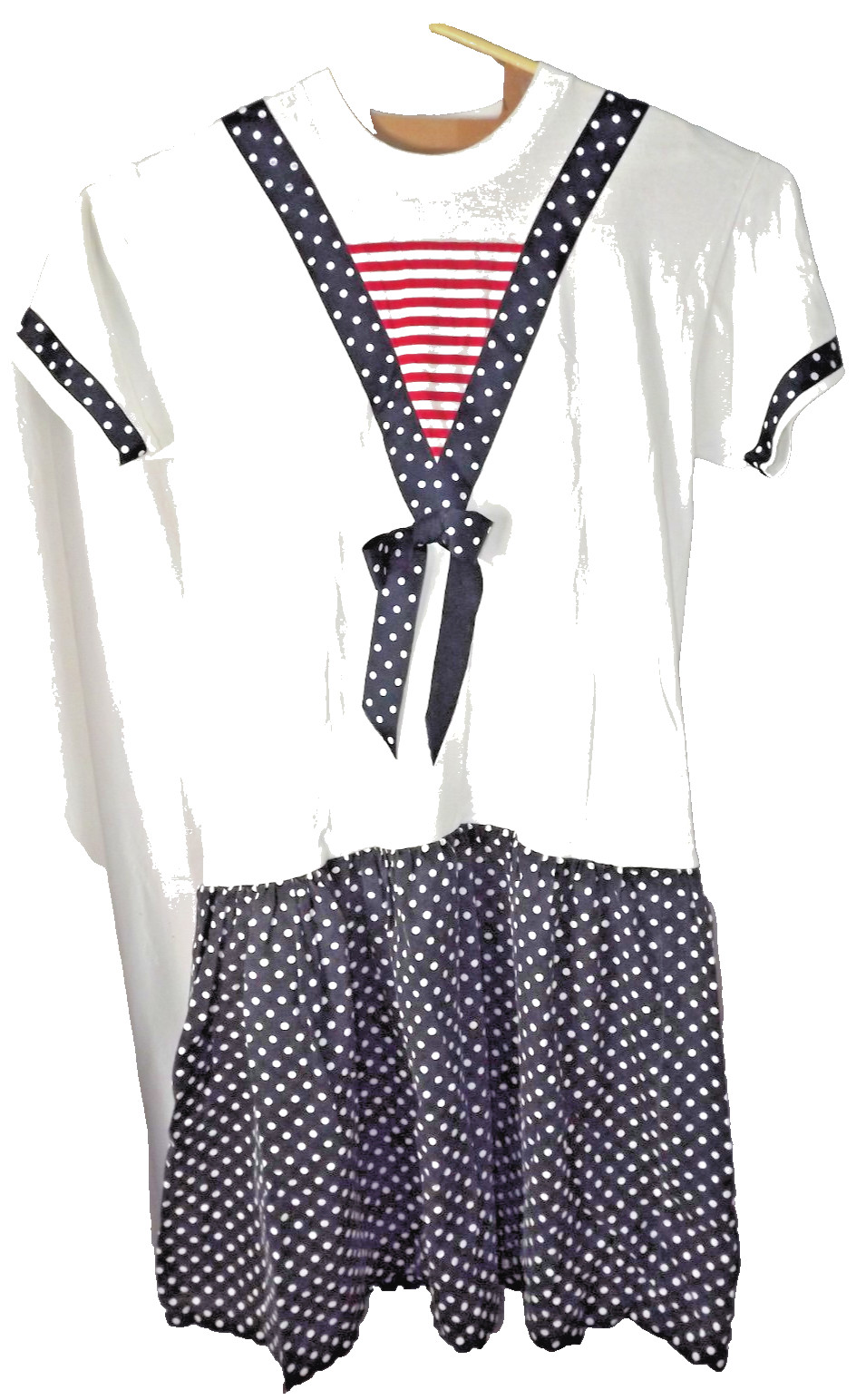 Vintage Stitches & Brushes Womens Patriotic Poka Dot Sailor Look Dress Sz Large