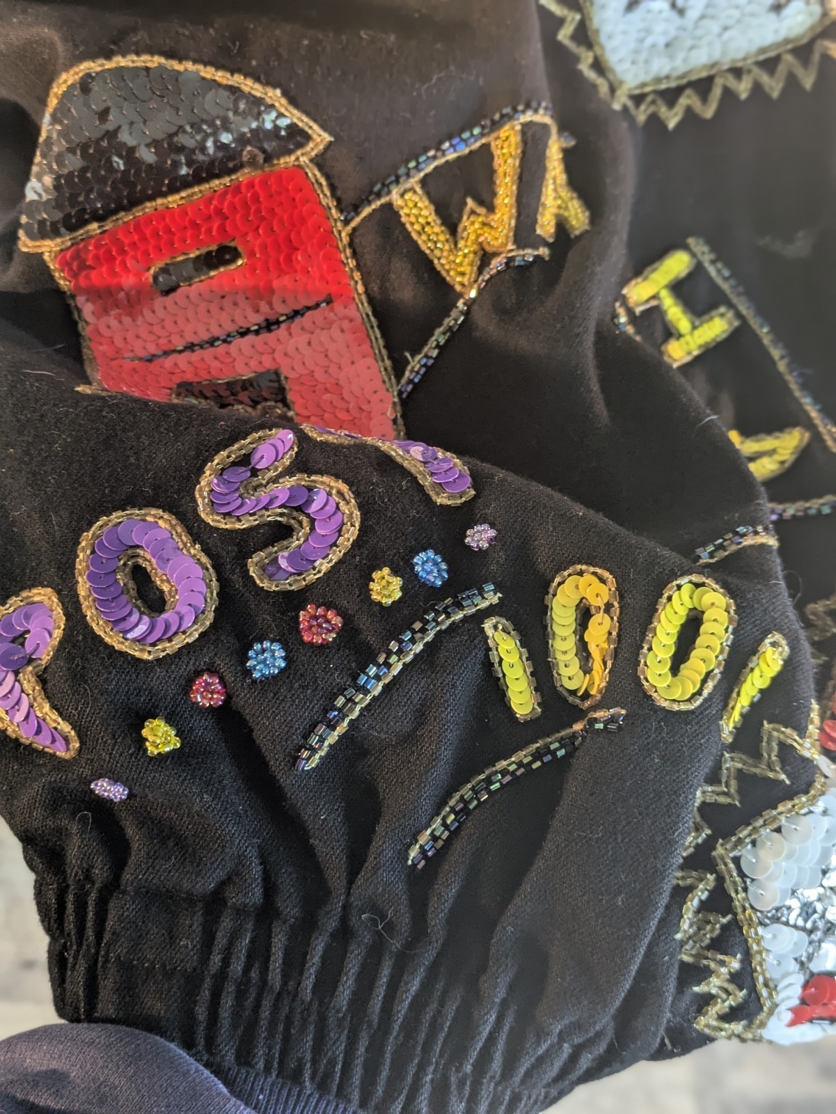 VTG 80’s MODI DENIM US POSTAGE Sequin Embellished Bomber Jacket Size 10/12 Coat