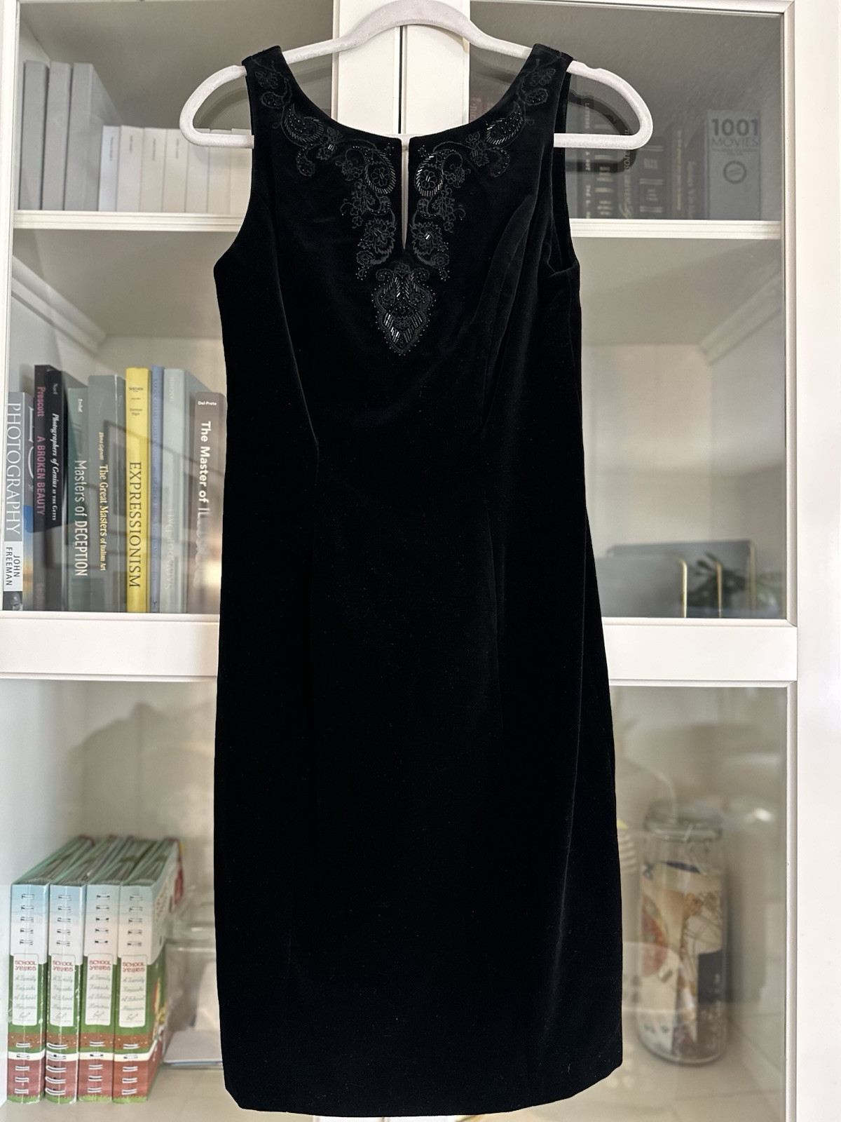 RARE Vintage Laura Ashley Cotton Velvet 1990’s Black Dress Size 4 PTP 16’’ (32”)