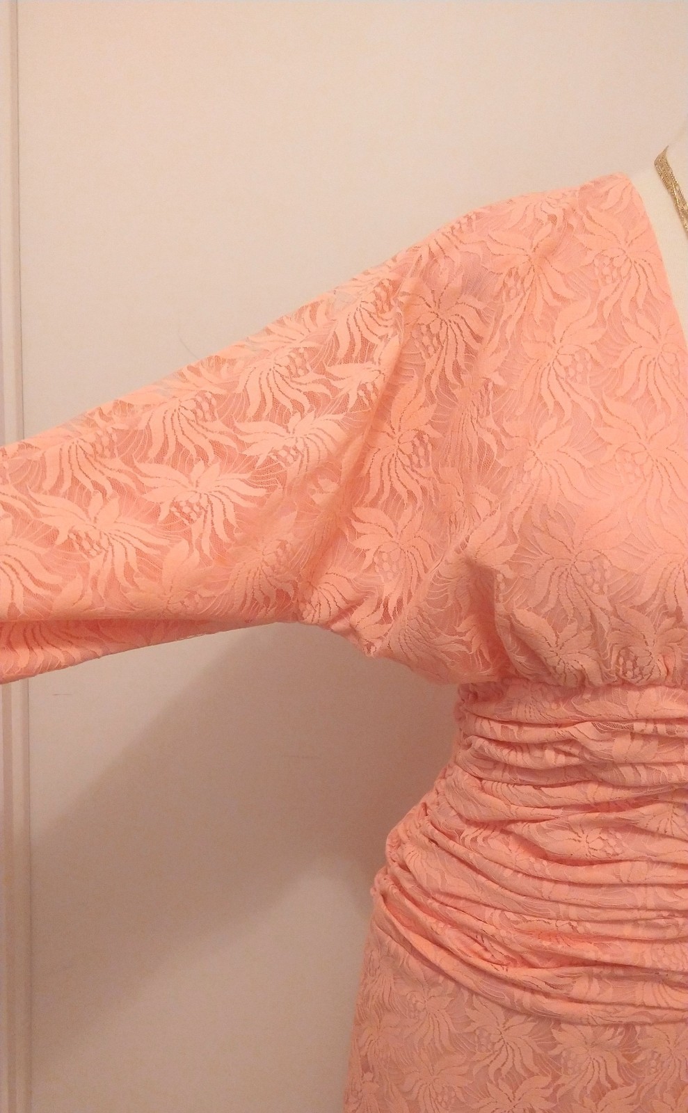 HALSTON III PEACH LACE DRESS VINTAGE 80s NWT