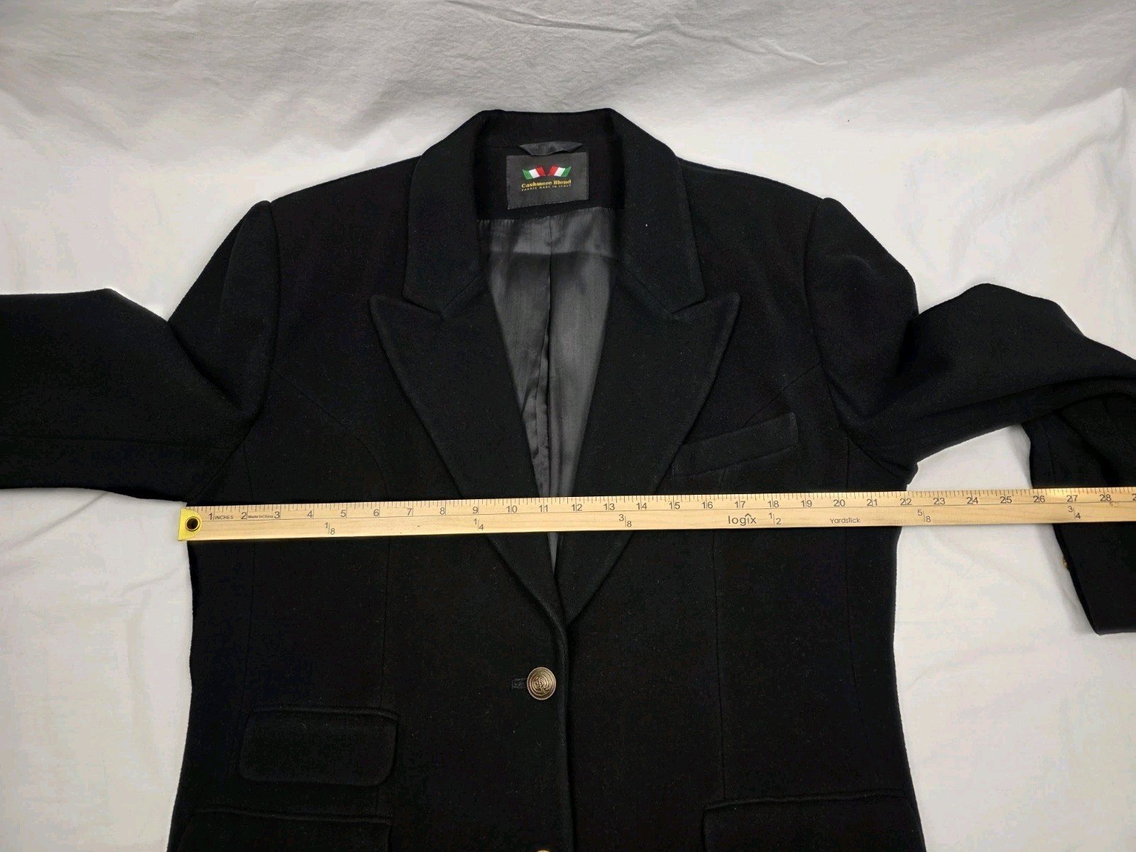 Vtg Giorgio Sant Angelo Women’s Blazer Wool Cashmere Italy Black Jacket Size 14