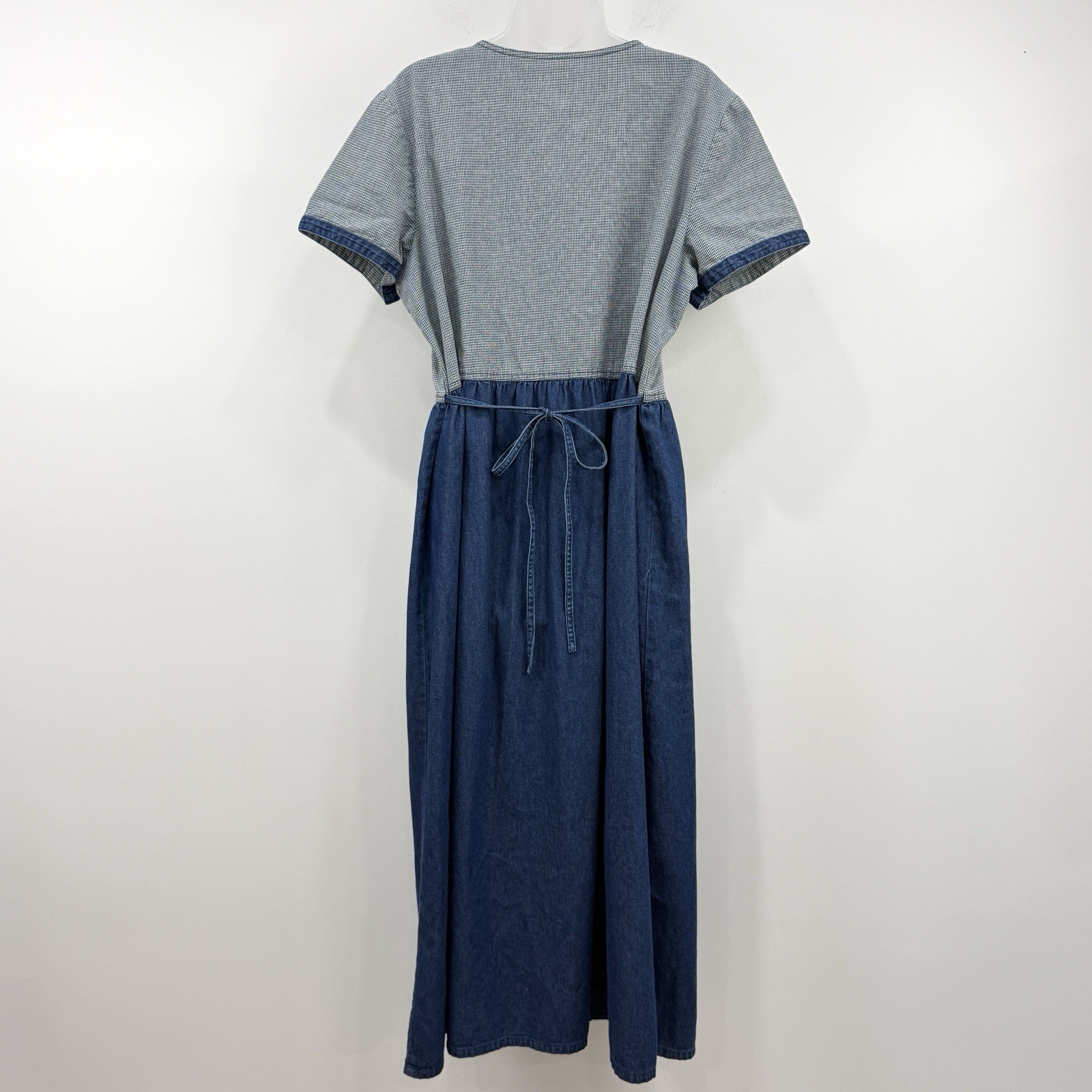VTG 90s Bobbie Brooks Denim Dress XL Garden Gingham Cottage Country Teacher Maxi