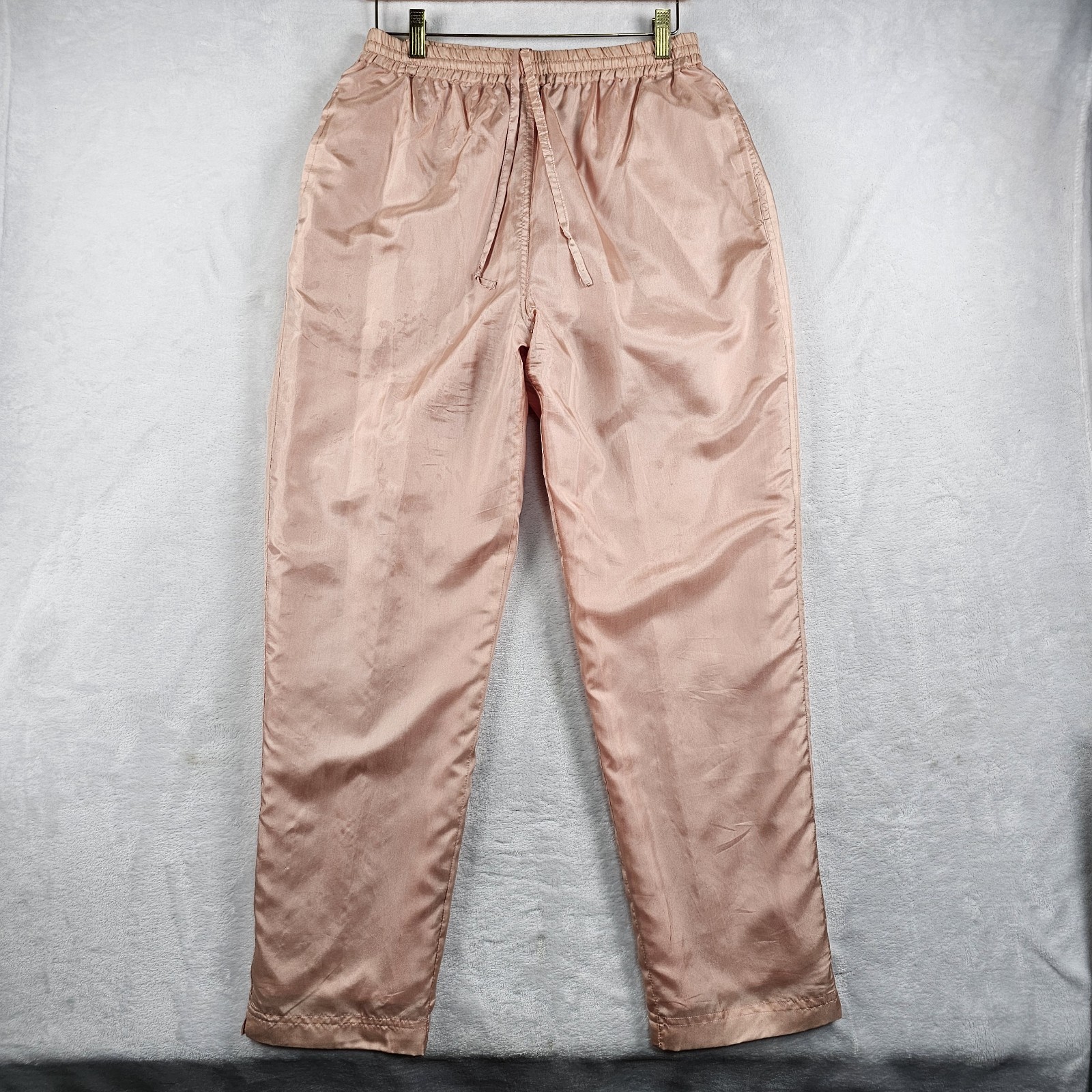 Vtg 90s 80s Outbrook 100% Silk Joggers Womens M 28×29 Track Swish Pants