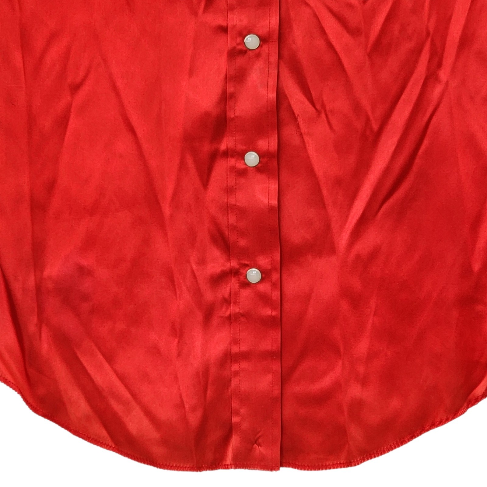 Vintage Dee Cee 1970s Womens Red Satin Western Cowgirl Shirt Pearl Snaps 38 Read