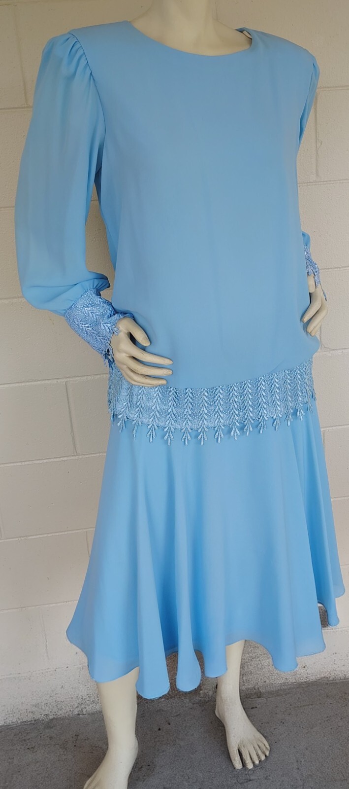 VTG Jill Robbins Dress Plus sz 14 Blue Wedding Mother of the Bride Granny core