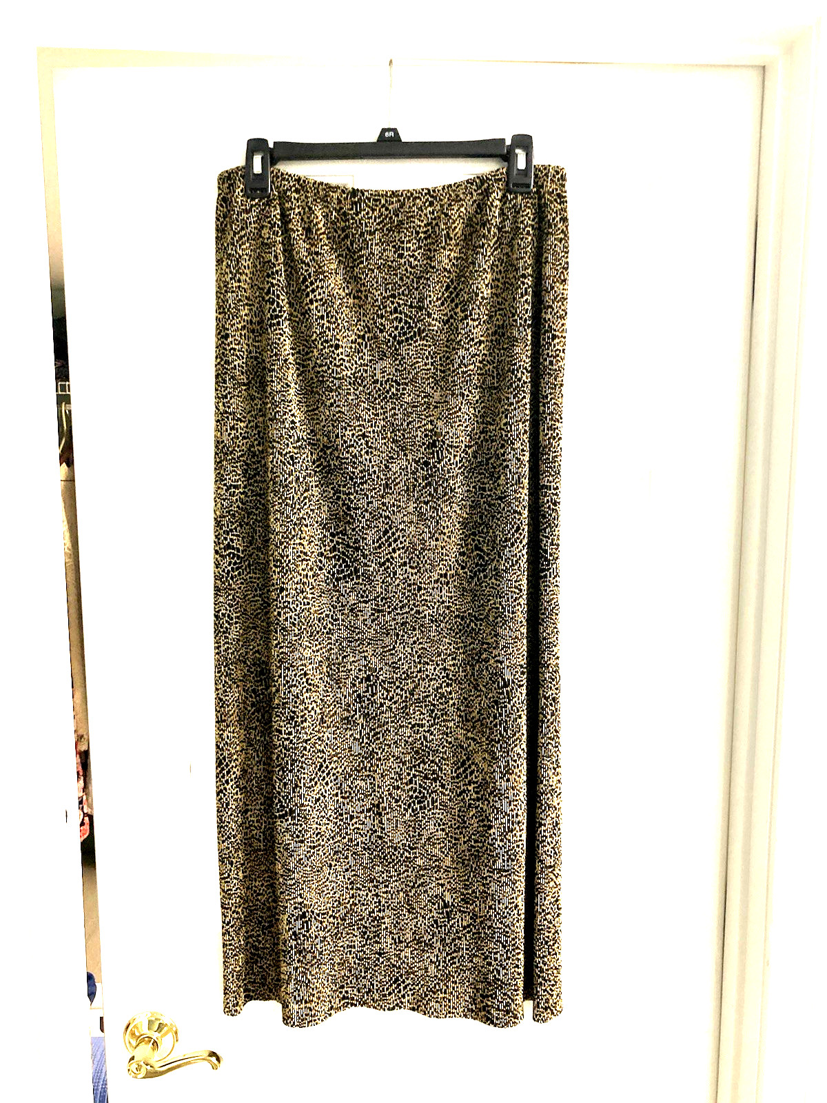 Women’s Vintage RAFAEL Long Skirt Elastic Waist Leopard Print Polyester Size 1X