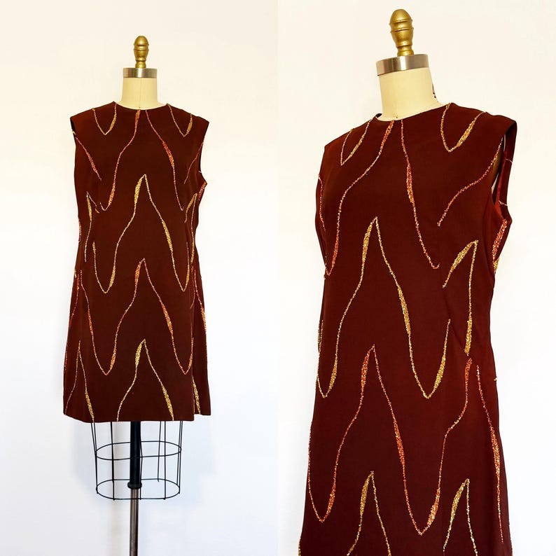 1960s Dress / 1960s Party Dress / 1960s Cocktail Dress / Size Large