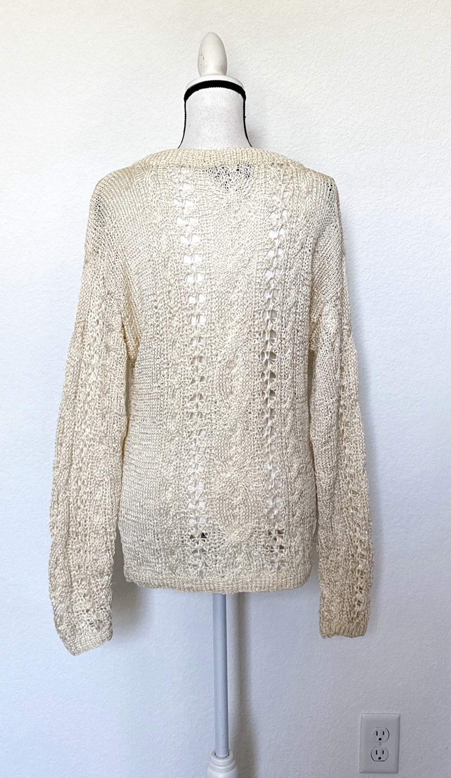 1990s Tunic Length Open Weave Designer Sweater