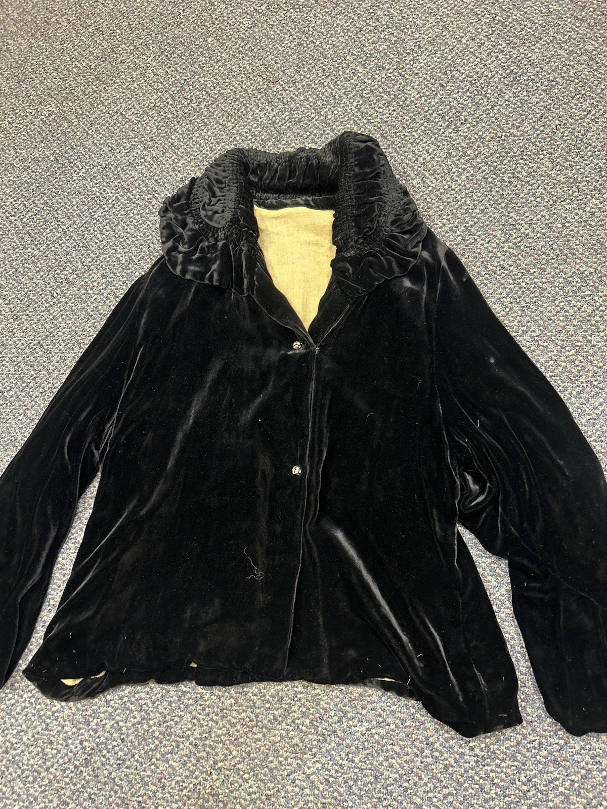 1930s Silk Velvet Opera Coat Jacket Holiday Dress Bishop Sleeve Vintage M/L