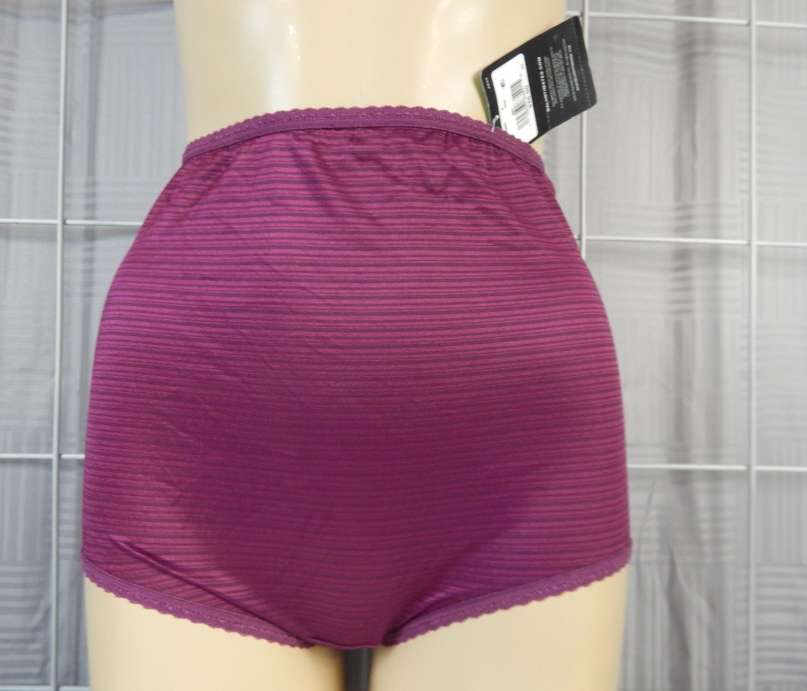 BALI SKIMP SKAMP NWT XL 8 Galactic Red Stripe Full Cut Nylon Panty Brief, #2633
