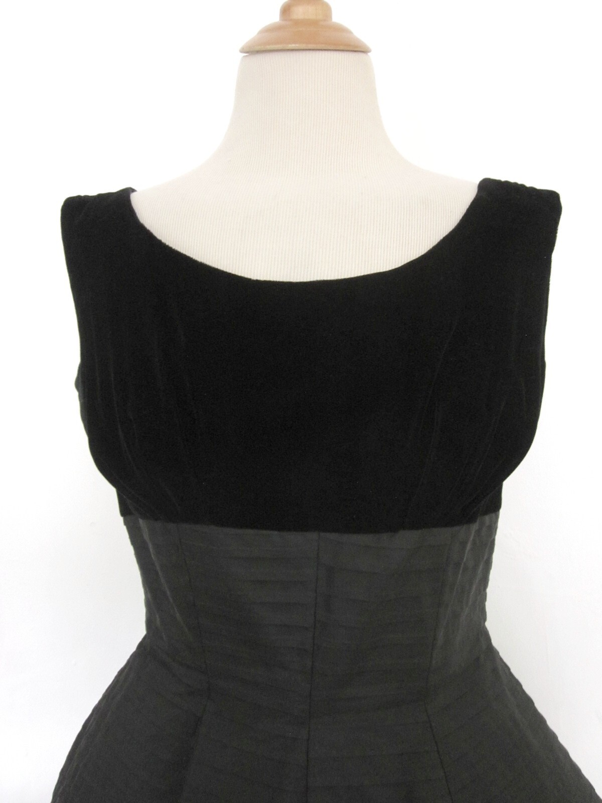 Vtg 50s Suzy Perette Black New Look Cocktail Dress S Fit & Flare Velvet Empire
