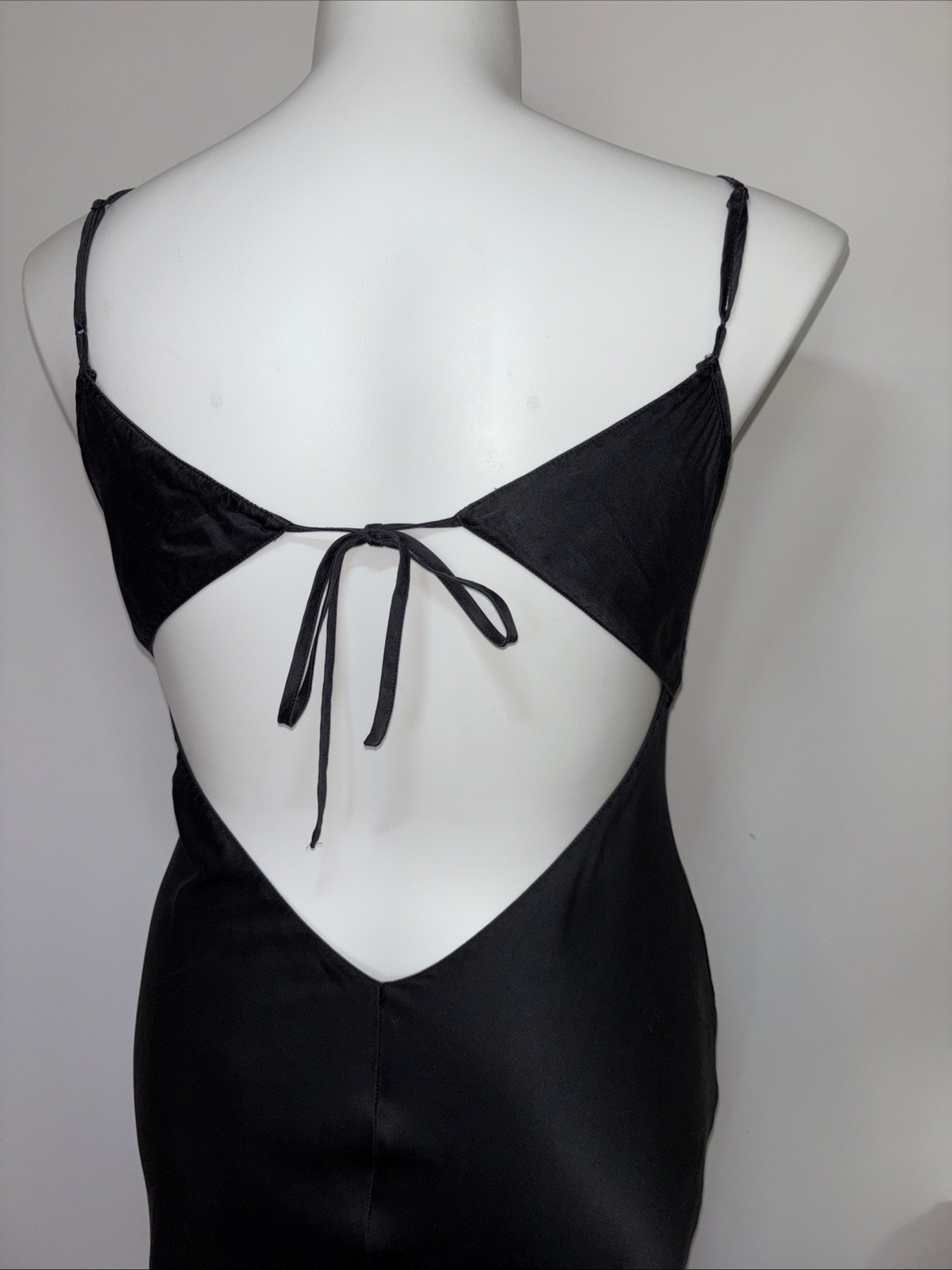 Victoria’s Secret Vintage Y2K Black 100% Silk Open Back Slip Dress Maxi Gown L