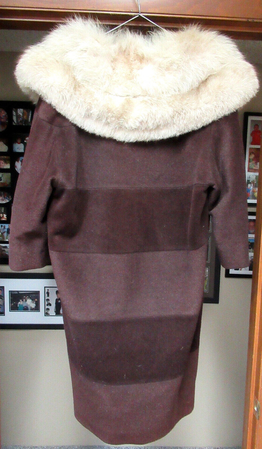 Vtg Union Made Forstman Wonderful Worumbo Woolen Coat w/ Fur Collar 3/4 Sleeves