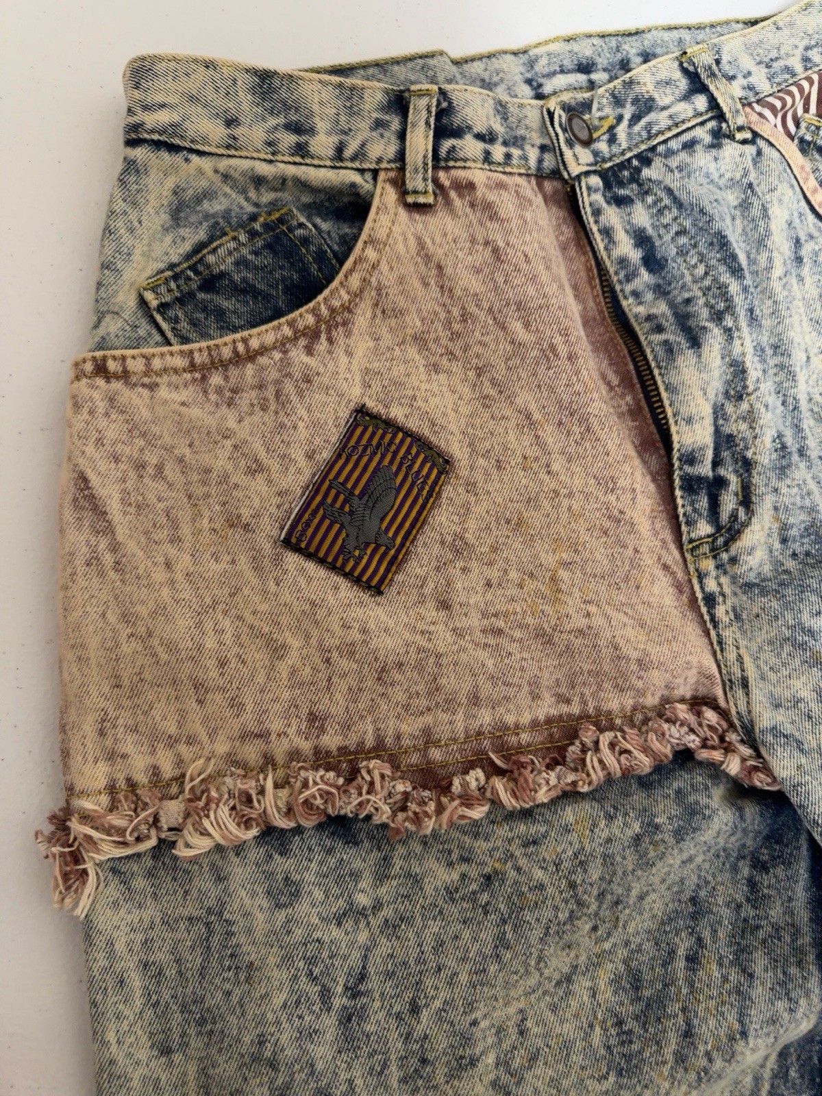 80s Vintage Kozmic Blues Acid Wash Patchwork Jeans 32M