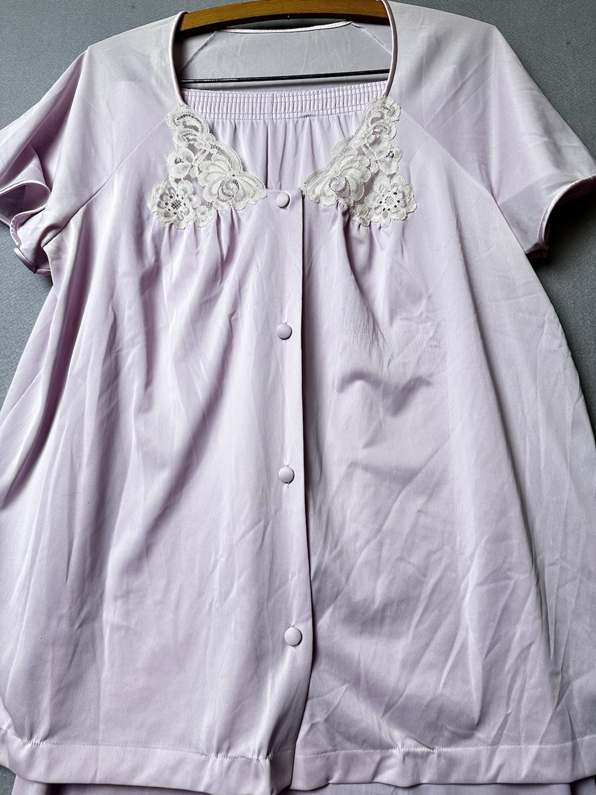 Vintage Vanity Fair Pink Nylon PJ Set 36 Lace Trim 2 Pc Lounge Sleepwear