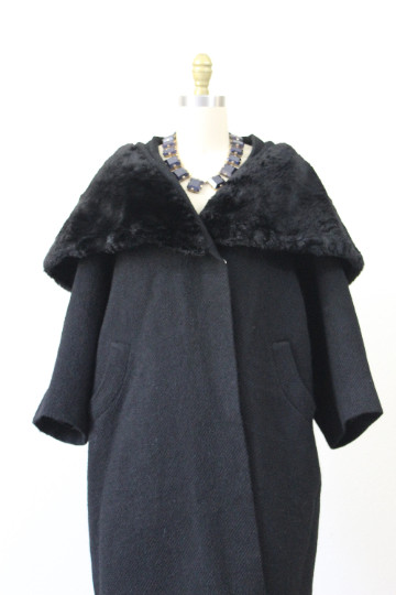 VTG 50s 1950’s Sycamore Massive sheared beaver fur shawl collar swing wool Coat