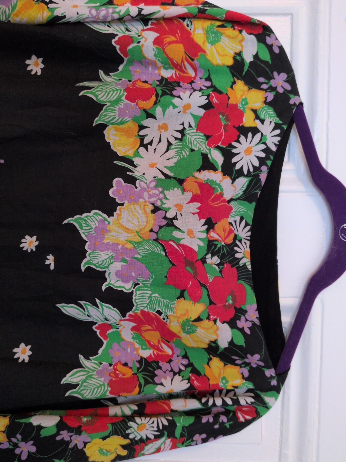 Vintage Lined Kaftan Cotton Blend Black Floral Women’s Size M/L Mumu Grannycore