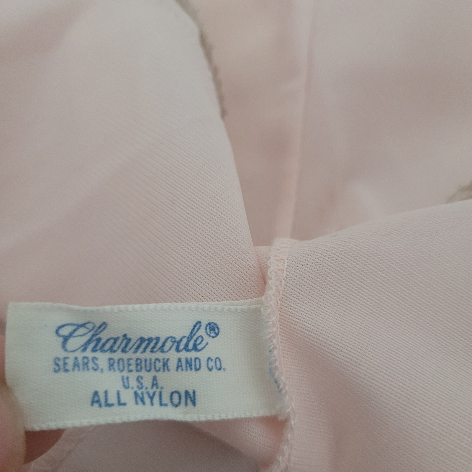 Vintage Charmode Sears Nylon Lace Full Slip Dress Sz 32 Pink Romantic Coquette