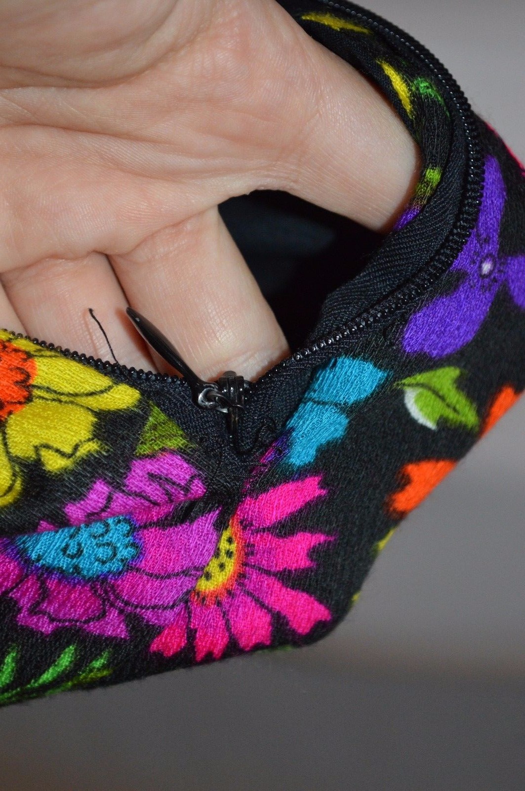 Vintage Black Multi-Color Floral Hand-Made Hawaiian Long Dress See Measurements