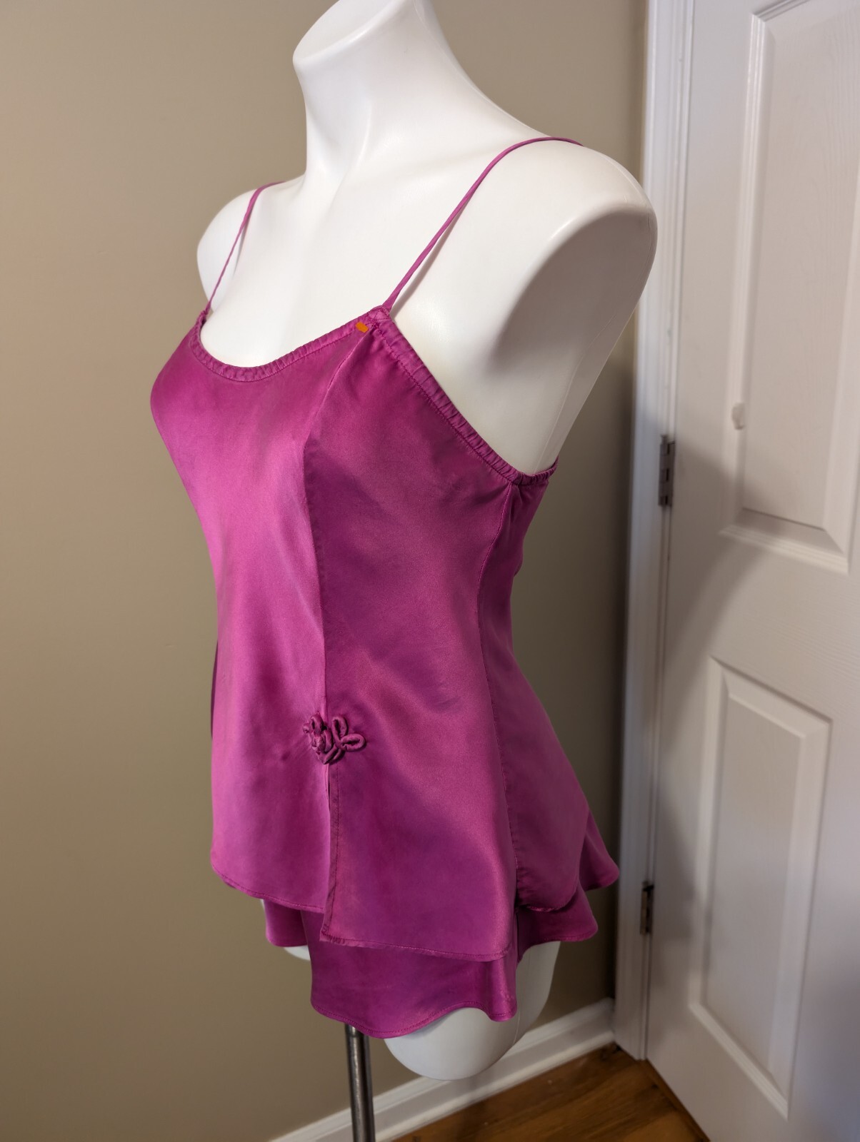 Vtg VICTORIA’S SECRET 100% Silk Fuchsia Pink Cami & Tap Panties Gold Label Sz S