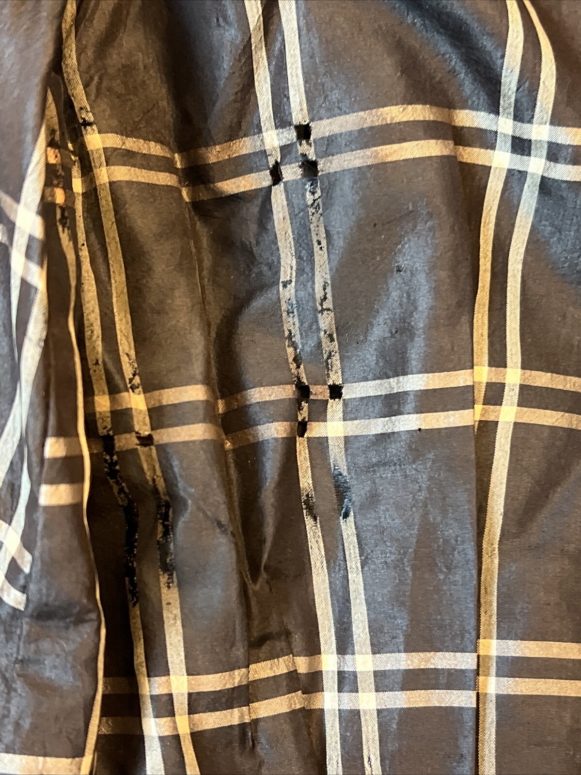 Antique 19thC Victorian Black Plaid Silk Ladies Bodice Jacket
