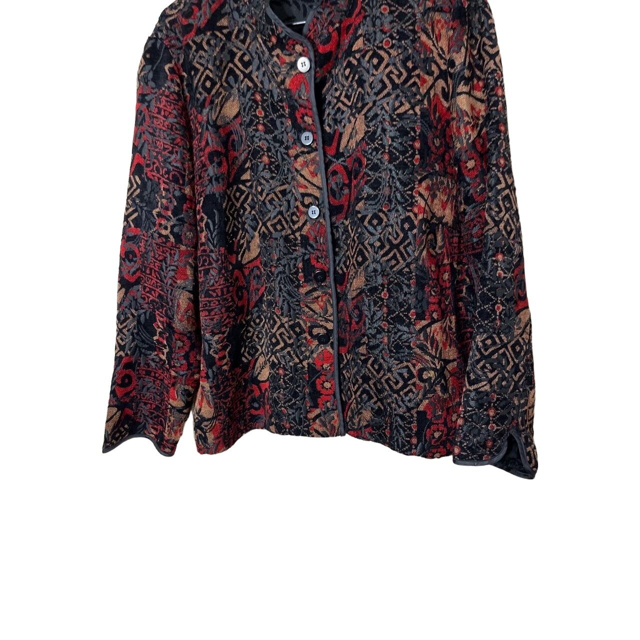 Vintage Briggs New York Multicolor Button Front Pattern Tapestry Jacket Size 18W