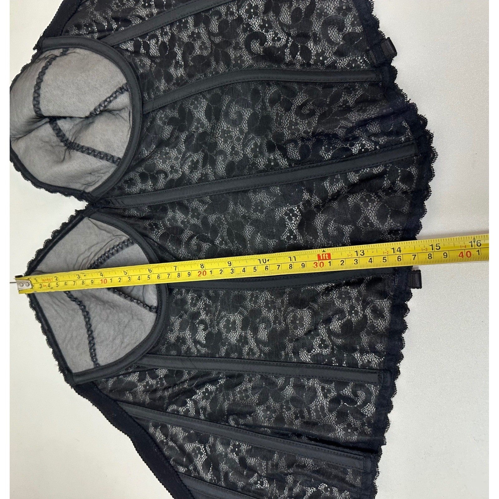 Vintage Carnival 313 Black Lace Bustier Corset Top 38C ILGWU Union Made USA
