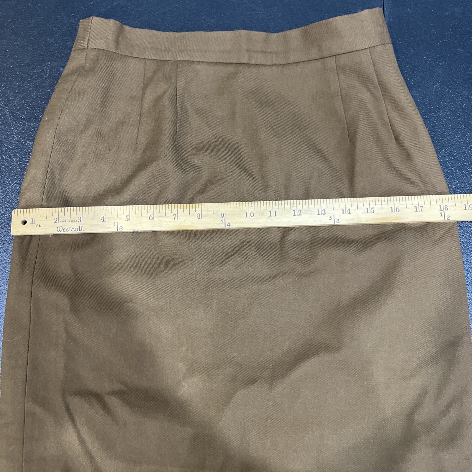 Louis Feraud Vtg Pencil Skirt Women 10 Brown Wool High Waist Academia Corporate