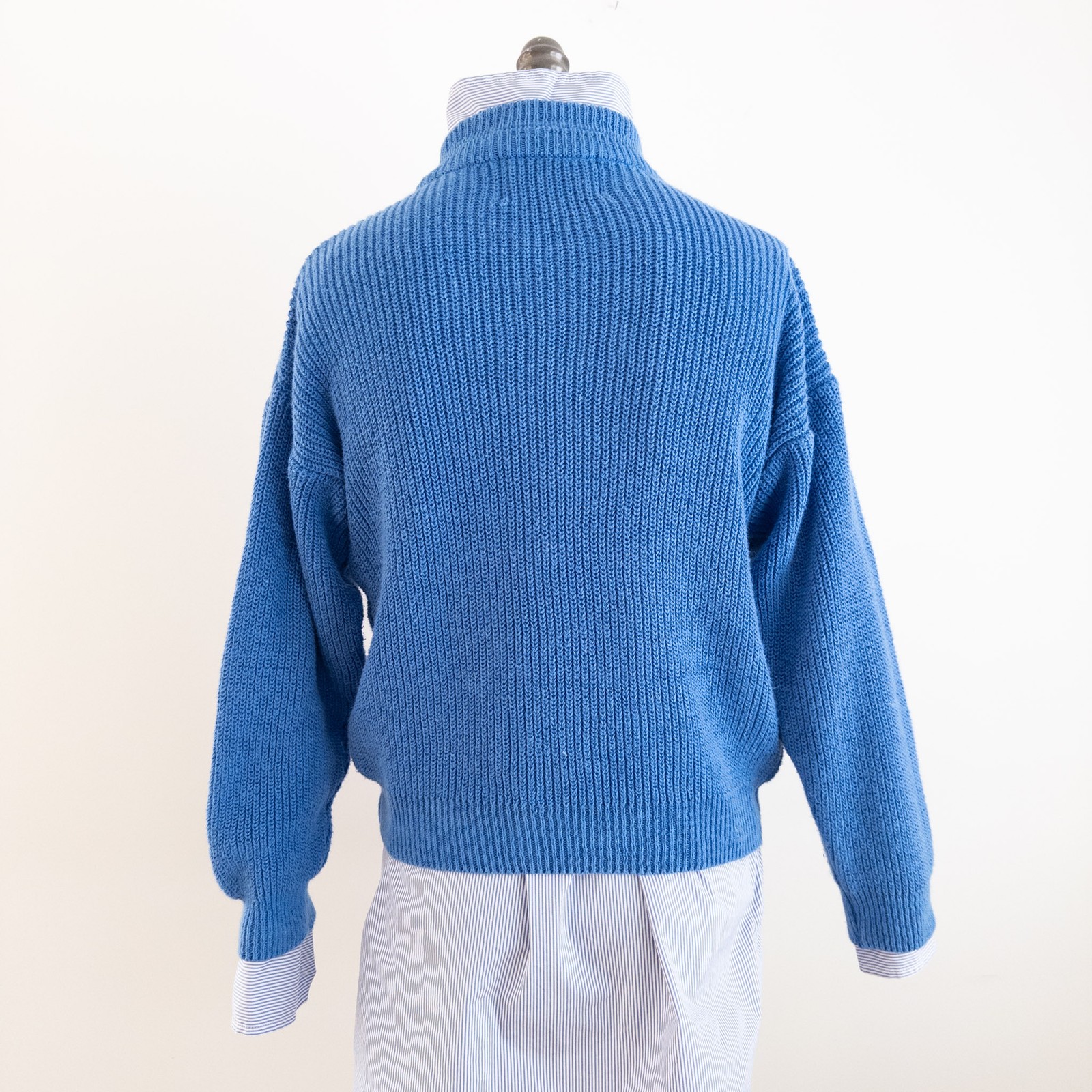 Bugle Boy Vintage Blue Knit Turtleneck Sweater BB Logo Size XS (youth 16-18) 90s