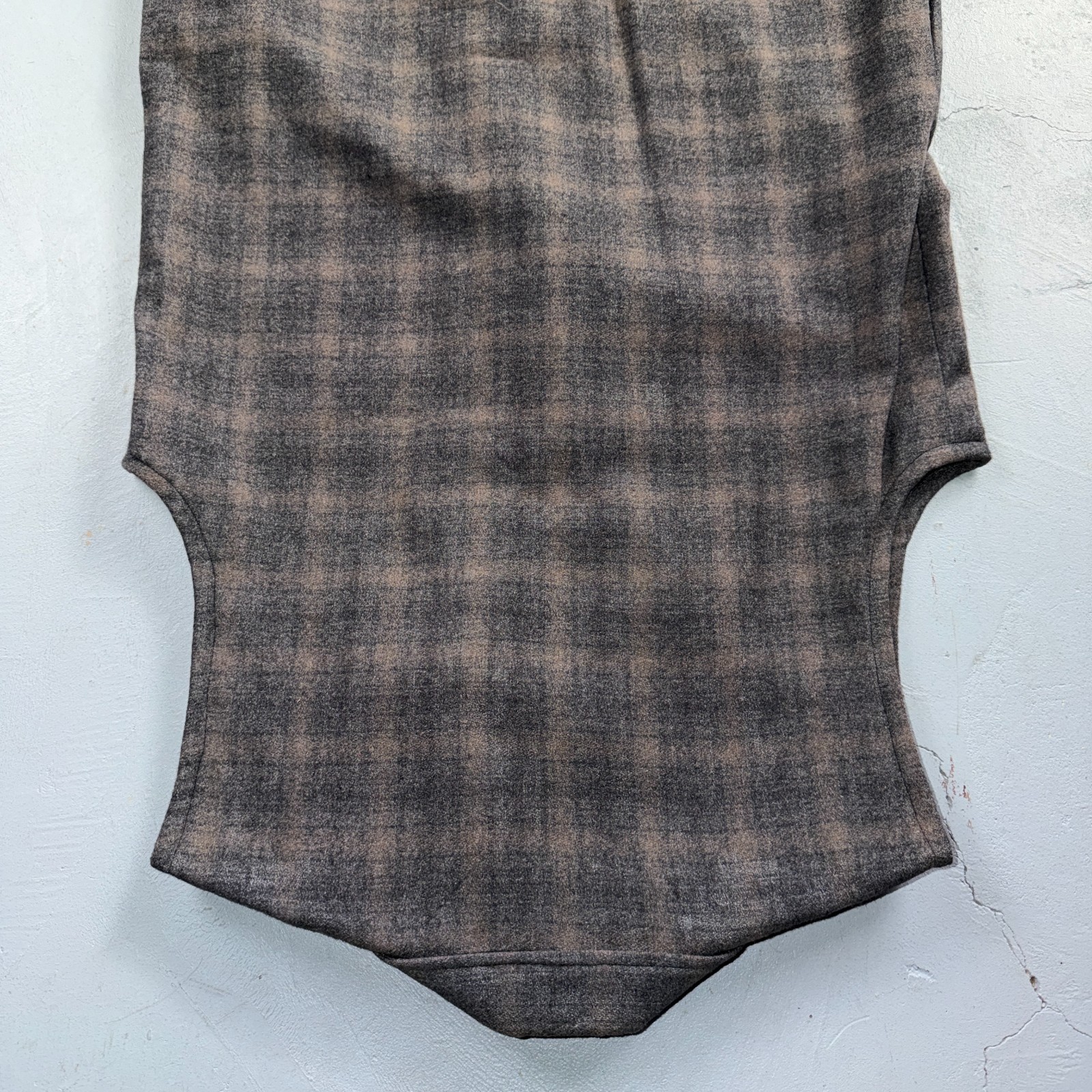 VTG 1960s Hippie Sleeveless Plaid Duster Blazer Jacket Gray Shadow Rockabilly