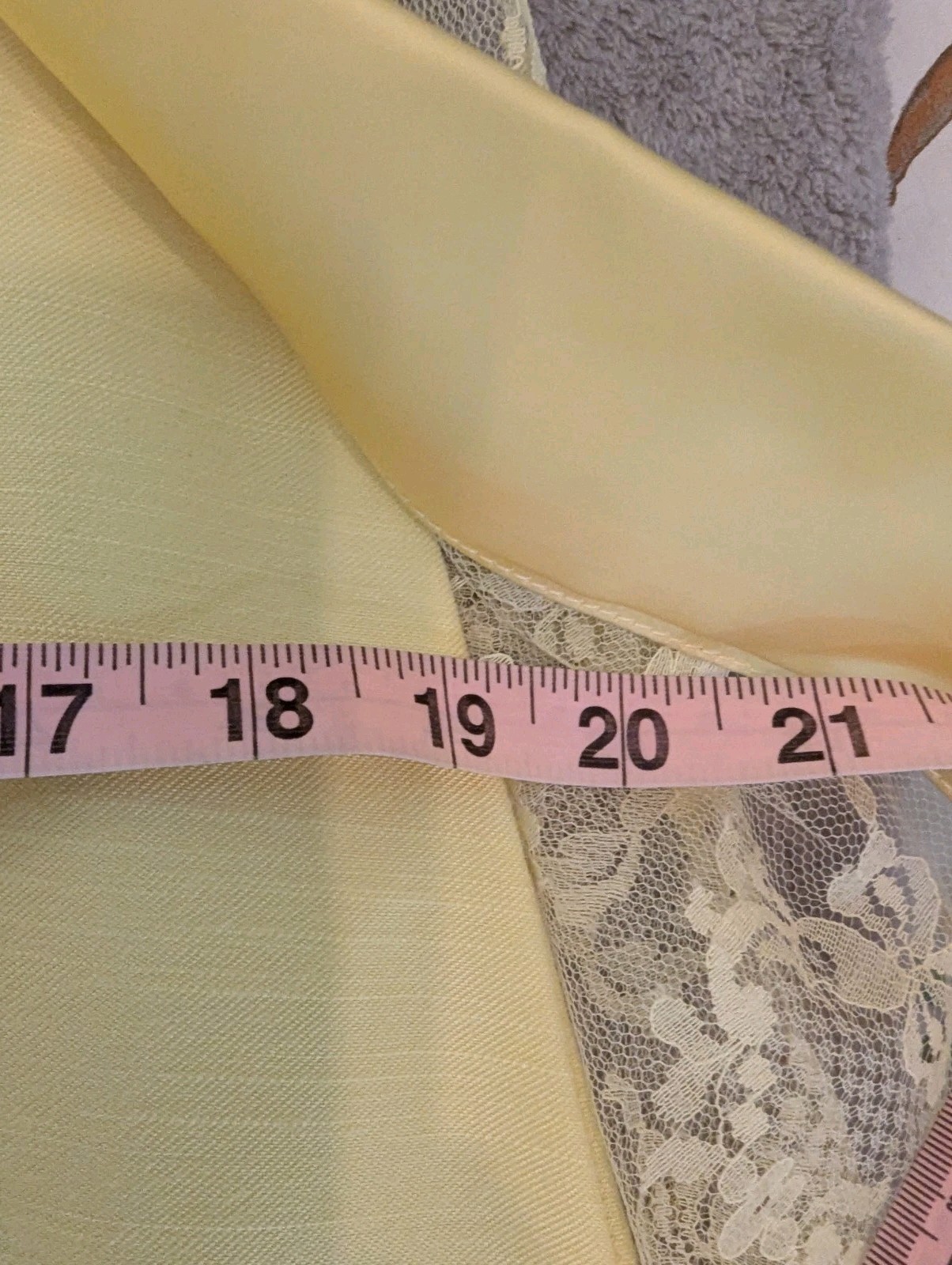 Vintage 1960s ILGWU Union Made Yellow Lace Dress Empire Waist XS Satin Belt Bow